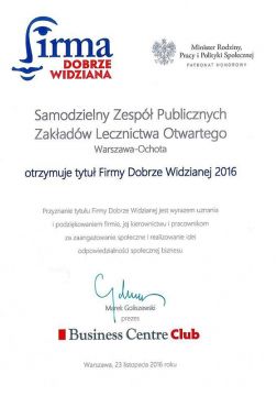 Dobrze Widziana Firma 2016