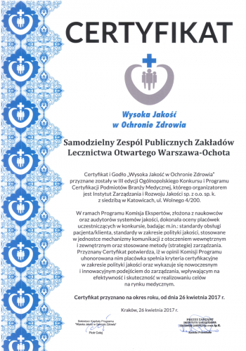 Wysoka Jakość w Ochronie Zdrowia