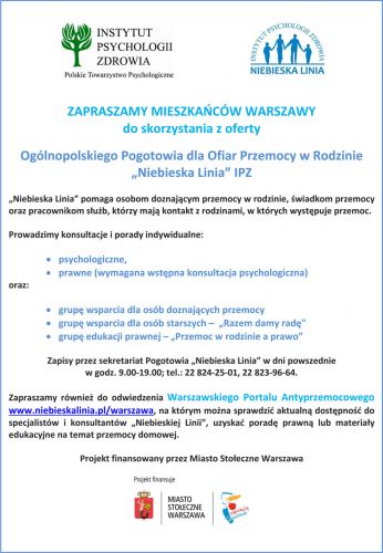 Ogólnopolskiego Pogotowia dla Ofiar Przemocy w Rodzinie „Niebieska Linia” IPZ