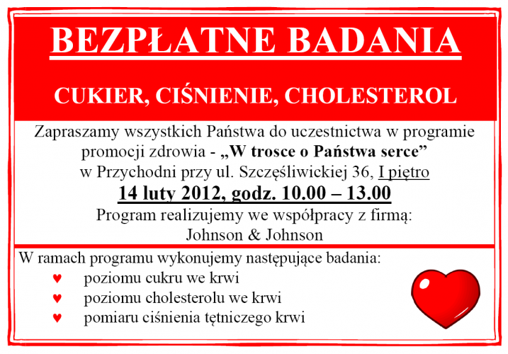 Bezpłatne Badania - 14 luty 2012