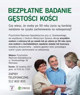 Bezpłatne badania densytometryczne 26 kwietnia 2017r.