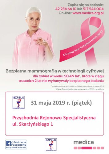 Bezpłatne badanie mammograficzne - Przychodnia Rejonowo-Specjalistyczna ul. Skarżyńskigo 1, Ochota