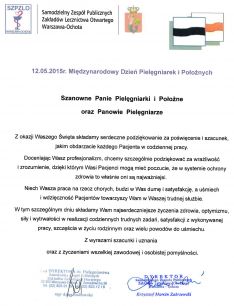 12 maj 2015 roku Międzynarodowy Dzień Pielęgniarek/Pielęgniarzy i Położnych
