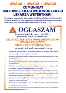 Akcja szczepień lisów wolno żyjących przeciwko wściekliźnie