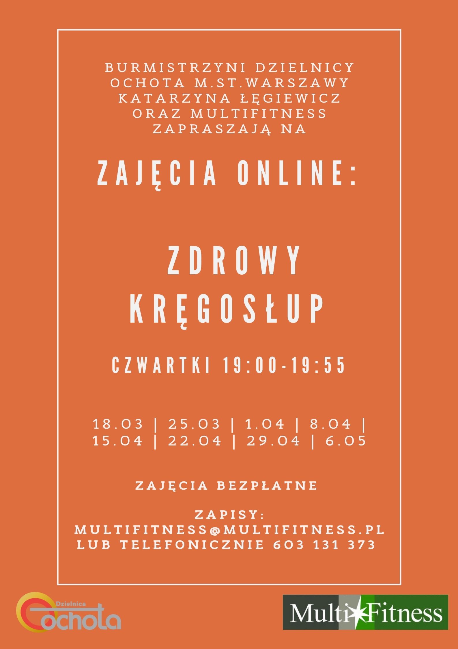zajęcia on-line, zdrowy kręgosłup 